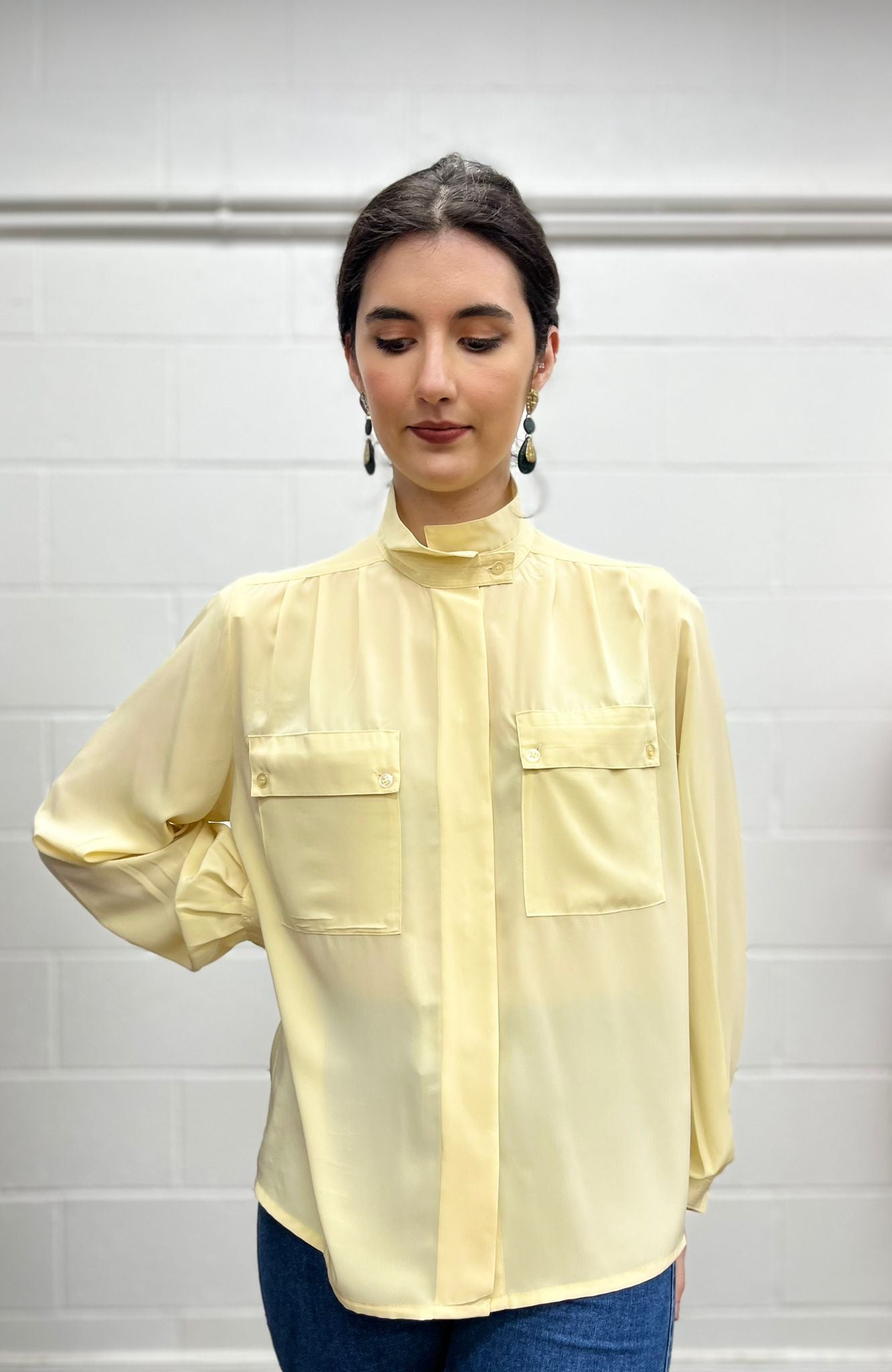 Pastel yellow blouse on sale