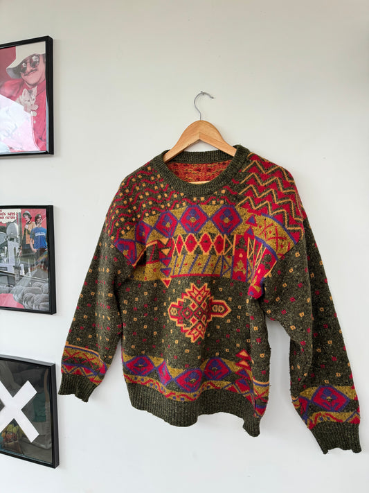 Green 90s pattern jumper