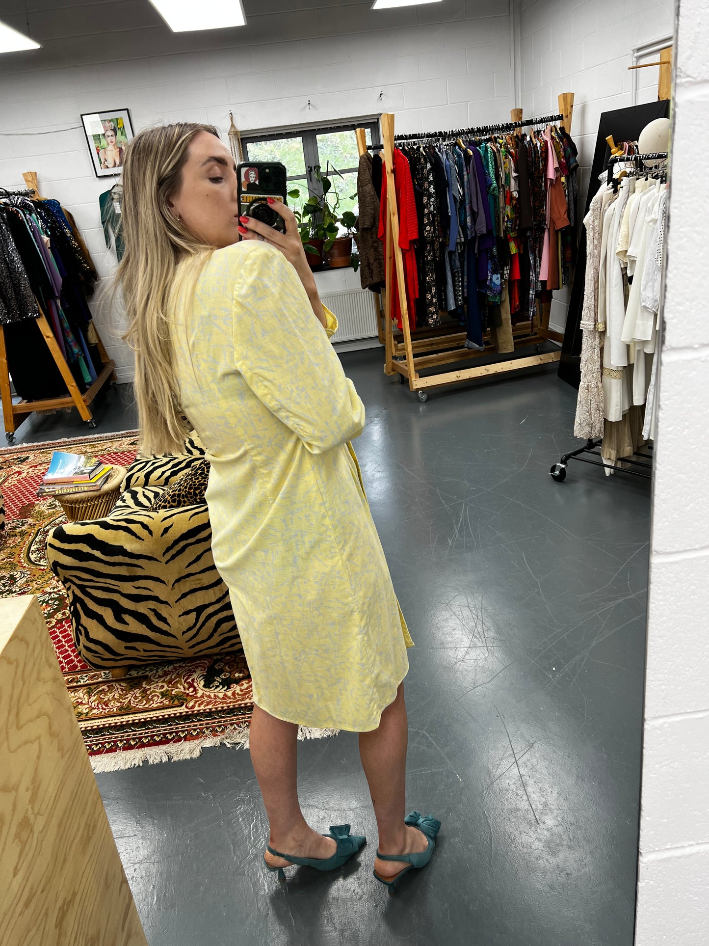 Pale Yellow Double Breasted Blazer Dress