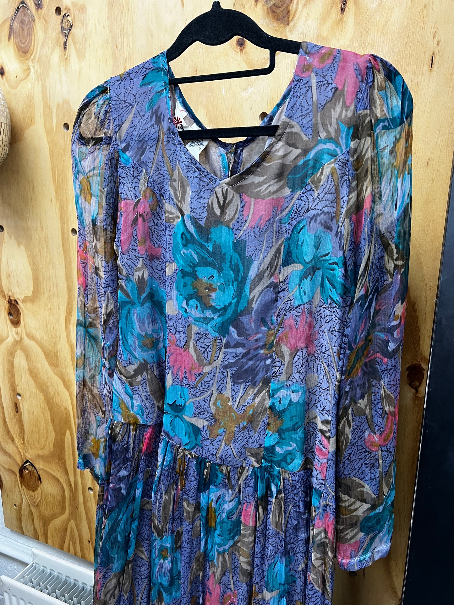 Whimsical 70s Floral Chiffon Dress