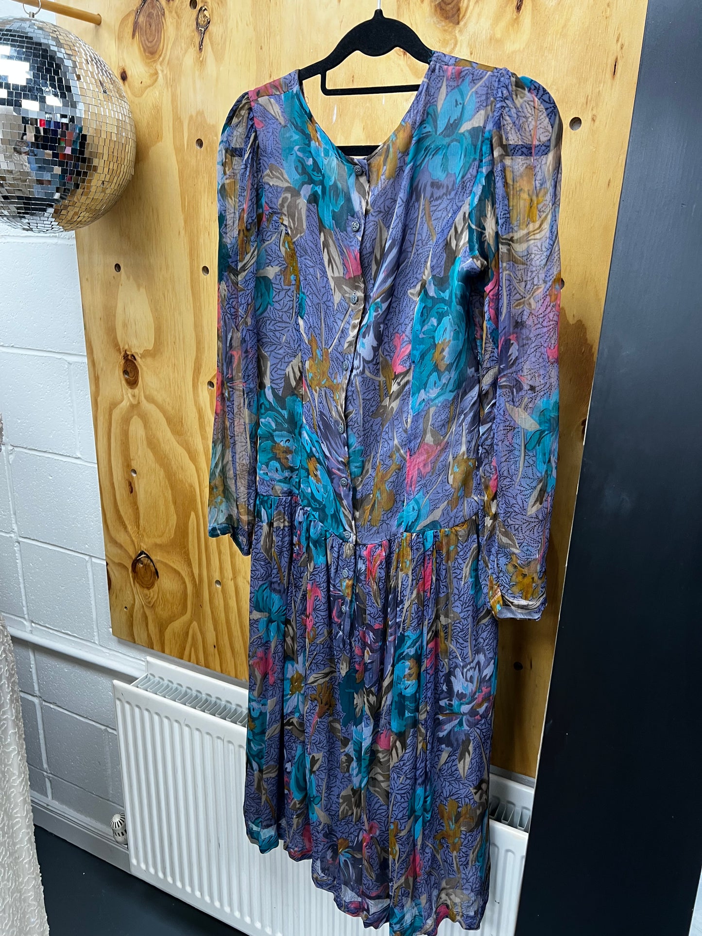 Whimsical 70s Floral Chiffon Dress